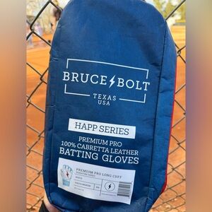 Bruce bolt batting gloves happ series long cuff blue white red youth medium